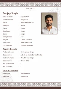 Detailed Shadi Biodata Format