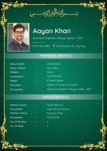 Muslim marriage biodata format with photo option